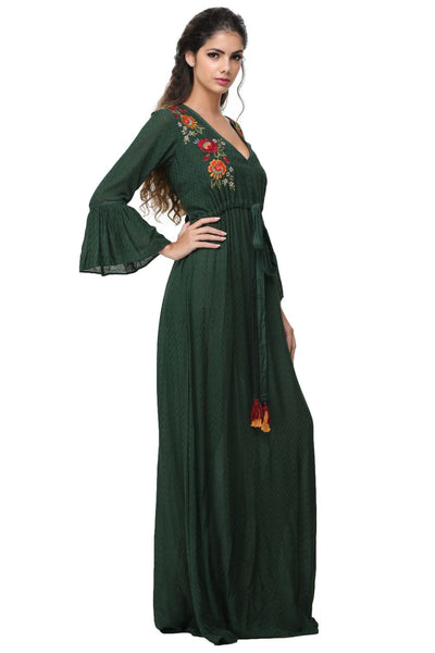 Emerald Chevron Kaftan Maxi Dress