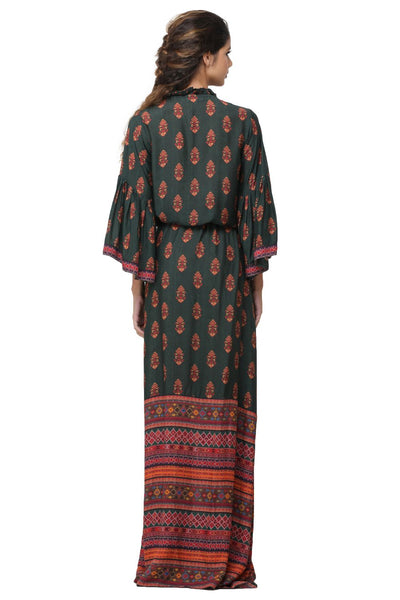 Forest Green Printed Maxi Dress