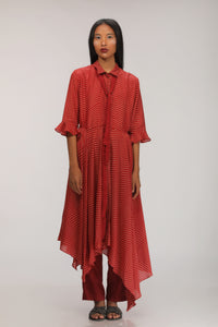 Red Chevron print dress