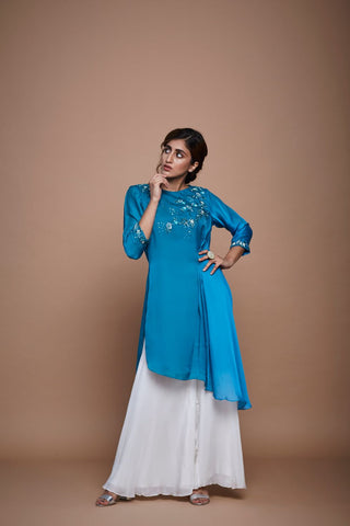 Ombré Tunic with Ivory Sharara