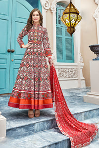 Double Ikat Print Of Patola Anarkali Suit