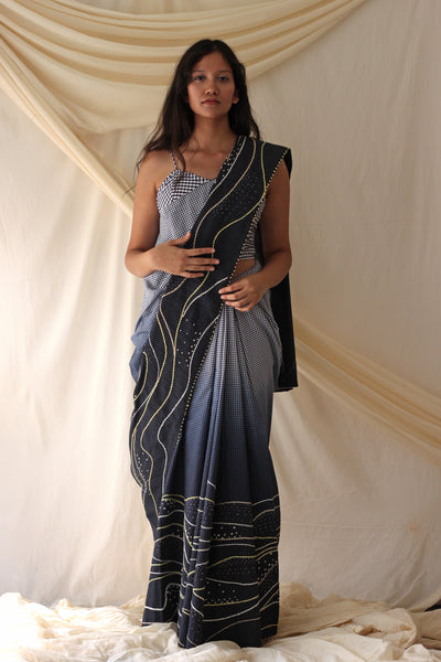 Ombre Dyed Saree with Hand Embroidery
