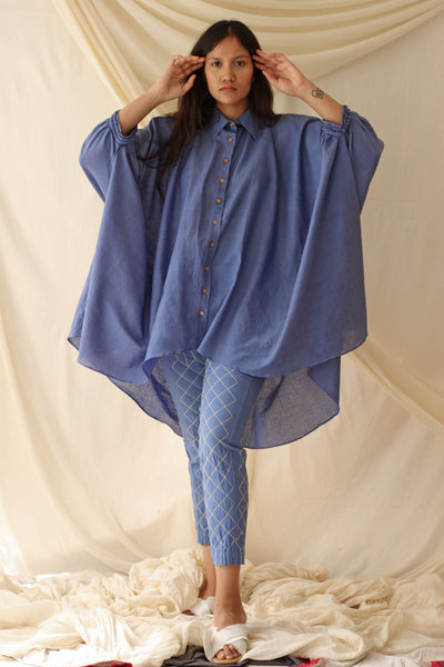 Iris Blue Oversized Shirt and Pants Set