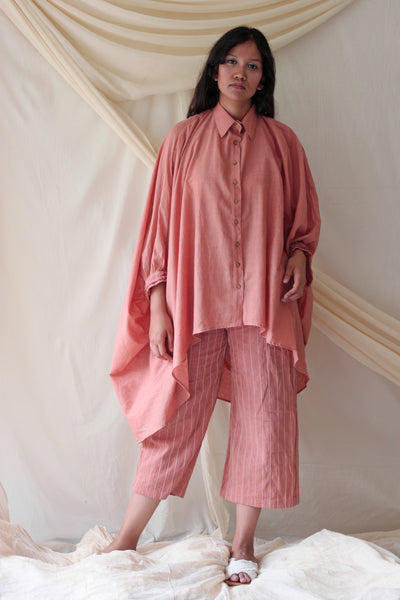 Old Rose Pink Oversized Shirt and Pants Set