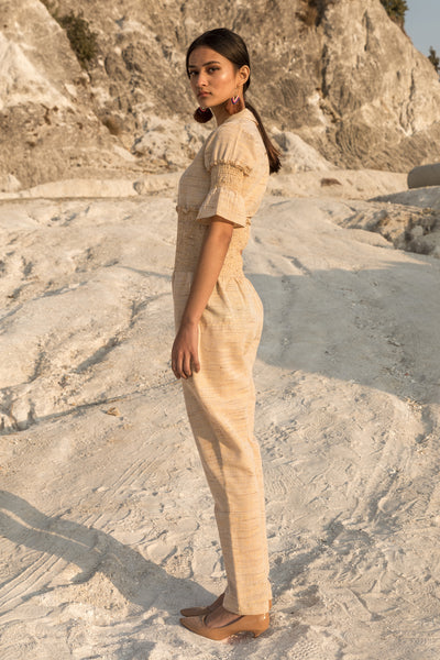Cream, Collared Jumpsuit