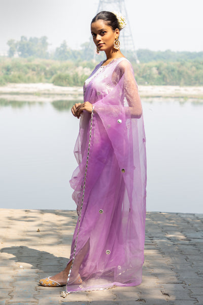 Pastel Lilac Saree Drape Gown